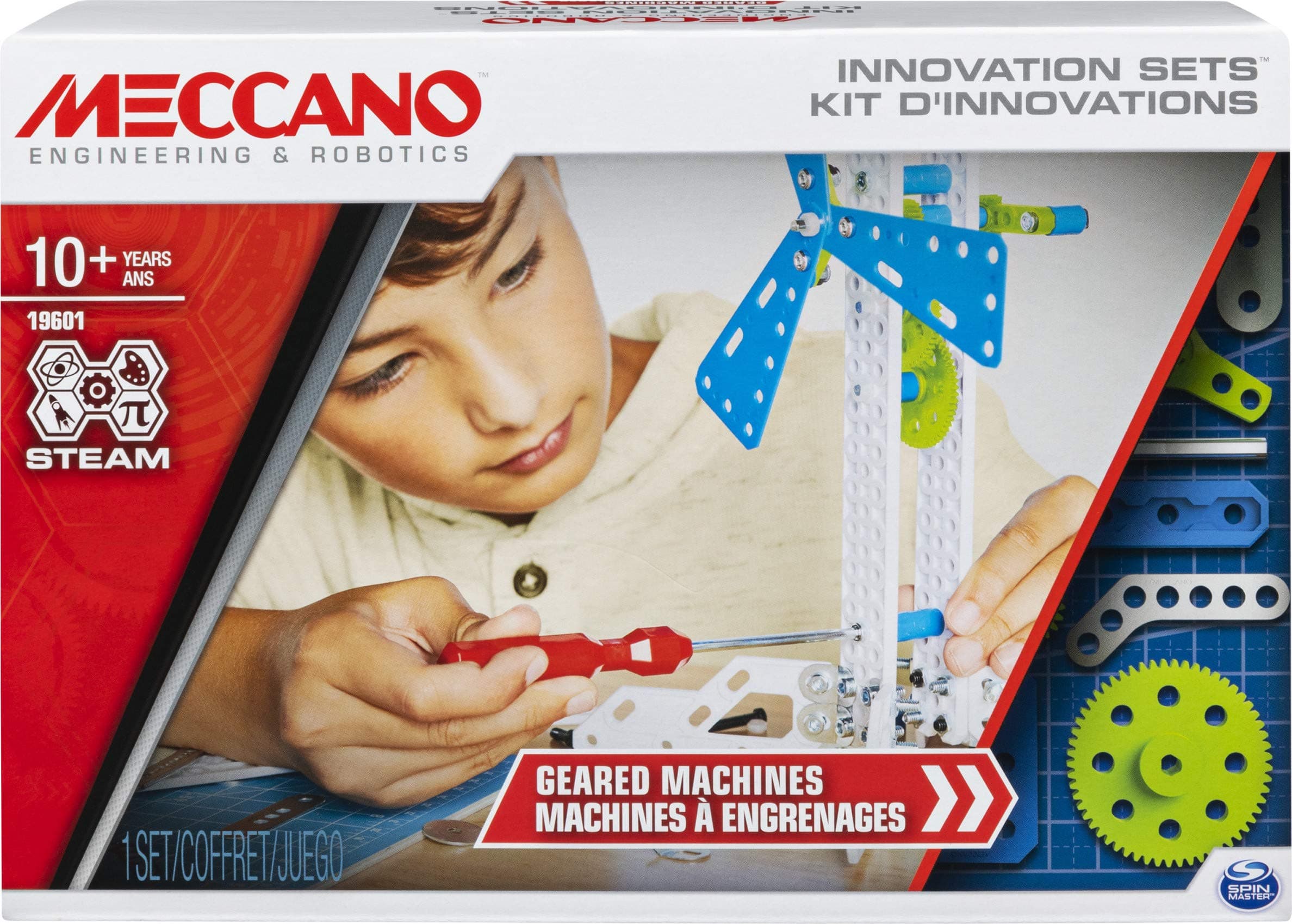 MECCANO, Set 3, Geared Machines S.T.E.A.M. Building Kit with Moving Parts, for Ages 10 and up