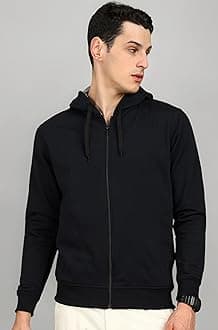 Men’s Solid Zipper Hooded Sweatshirt | Ribbed Hem, Lined Hood, Side Pockets, Durable Zip | Multiple Colors