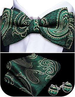 YOHOWA Mens Ties Set Wedding Paisley Neckties with Handkerchief Cufflinks Formal Business