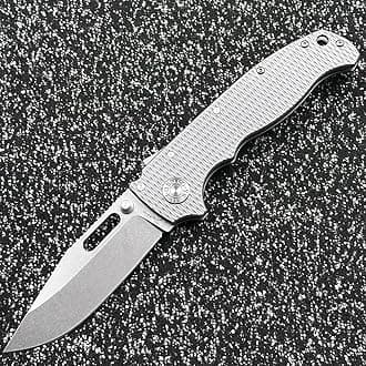 DEMKO Cold Steel Large Shark AD20 Titanium/Carbon Fiber Handle Bearing Outdoor Folding Knife Camping Survival Sharp Tactical Anti-Body EDC Tool Knife (Checked Point Blade)