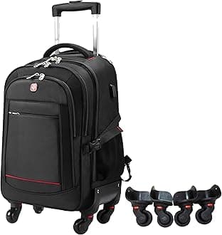 star cloud 45L Rolling Backpack for 17.3" Laptop - 22x14x9", Water-Resistant Luggage with 4 Extra Wheels, Roller Travel Laptop Backpack for Business, Wheeled Backpack for Travel and Commuting