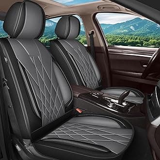 Full Set Car Seat Covers, 5 Seats Fuax Leather Seat Covers for Kia Seltos 2021-2025 (5 Seats Full Set, Black & Grey)