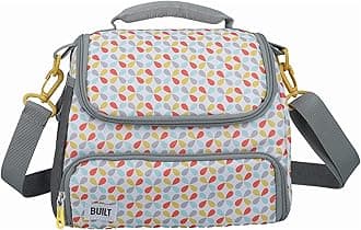 BUILT Insulated Lunch Bag with 'The Stylist' Design, Polyester, Grey/White, 18.5 x 27 x 21 cm