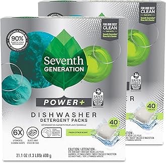 Power Plus Dishwasher Detergent Packs Fresh Citrus scent Pack of 2 for sparkling dishes Dishwasher tabs 40 count