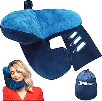 Travel Pillow Plus Wrap. Chin Supporting Travel Pillows for Airplane Sleeping - Flight Pillow Supports Your Head, Neck & Chin, 2024 Updated Version, (Blue 2-Tone)