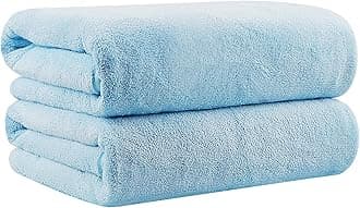 2-Pack Microfiber Bath Towels (27'' x 54'') - Soft, Absorbent, Quick-Drying, Blue