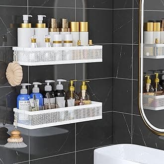 PUSDON Metal Wall Hanging Basket 2 Packs DIY Suitable for Multiple Scenes - Large White Netting