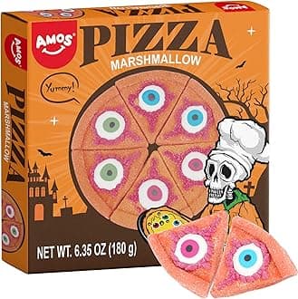 AMOS Halloween Pizza Gummy & Eyeball Marshmallow Candy – Fun, Gross-Looking Treats for Kids, Parties, Birthdays & More – 180g Bag