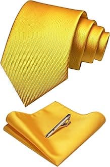 Solid Color Formal Necktie and Pocket Square Tie Clip Sets for Men