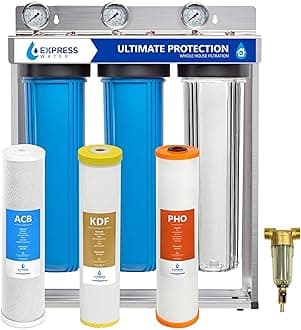 Express Water Whole House Water Filter System | Ultimate Protection | 3 Stage Water Purifier Whole Home, Heavy Metal + Anti-Scale Filters, High Reduction in Scale, Chlorine, PFAs, Lead, Arsenic & more