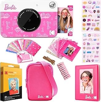 x Barbie Printomatic Full-Color Instant Print Digital Camera Barbie Gift Bundle (Signature Style)+ Barbie Case, Photo Album, Sticker & Hanging Frames, 50 Stickers + Zink Paper (20 Sheets)