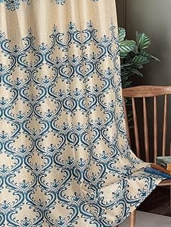 Home Sizzler 2 Pieces Regal Damask Grommet Polyester Window Curtain - 5 Feet, Aqua