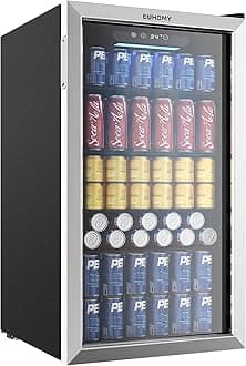 Beverage Refrigerator Cooler, 125 Can Mini Fridge with Glass Door for Soda Beer or Wine, Beverage Cooler for Home, Office, Bar with Adjustable Removable Shelves, Silver