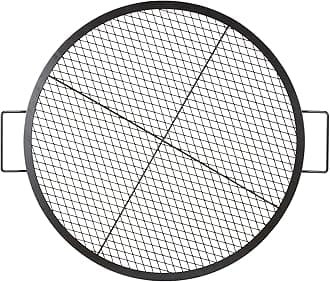 VEVOR X-Marks Fire Pit Grill Grate, Round Cooking Grate, Heavy Duty Steel Campfire BBQ Grill Grid with Handle and Support X Wire, Portable Camping Cookware for Outside Party & Gathering, 30 Inch Black