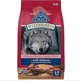 Blue Buffalo Wilderness Natural High-Protein Dry Food for Adult Dogs, Salmon Recipe, 13-lb. Bag