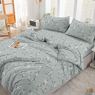3PCS Double Duvet Cover Set, 100% Egyptian Cotton, 400 Thread Count, Floral Printed Double Bedding Set with Pillowcase