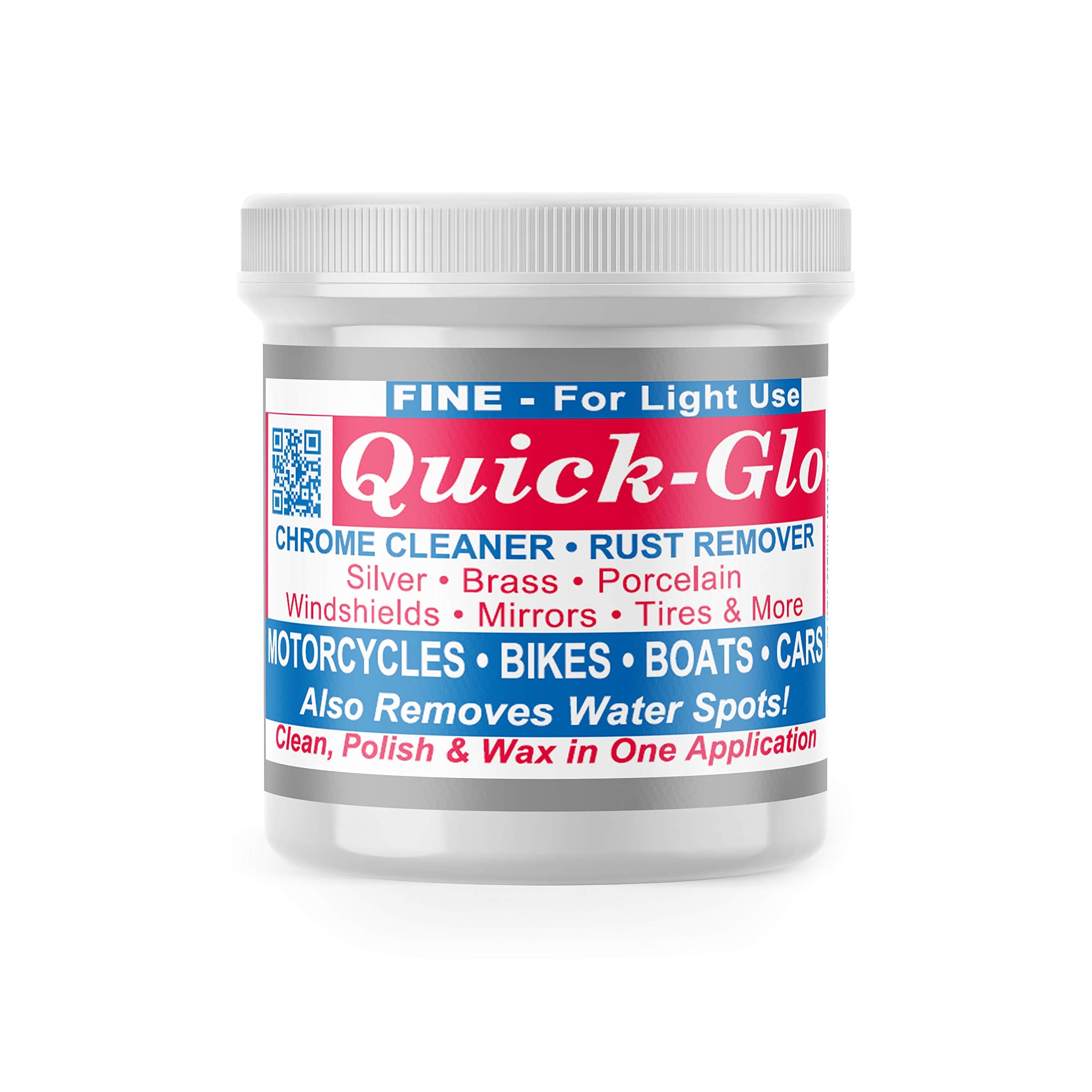 Chrome Cleaner, Water Based, Made in USA , 8 Ounce(Fine)