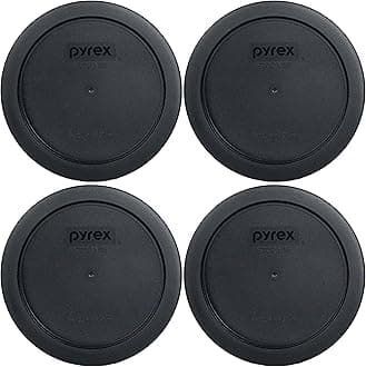 Pyrex 7201-PC 4-Cup Black Food Storage Replacement Lid (4-Pack) - Made in USA