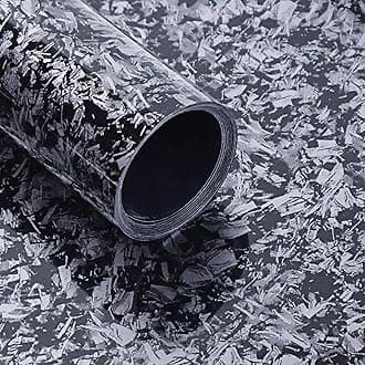 Lypumso Forged Carbon Fiber Vinyl Wrap, Gloss Crushed Stone Car Wrap Vinyl Film Easy Installation with Air Release Technology Auto Car Sticker Decal Sheet (Silver, 1ft x 10ft)