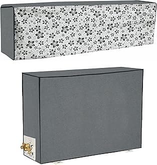 Yellow Weaves 100% Waterproof and Dust Proof Split AC Cover for 1.5 to 2.0 Ton- Grey Color, Polyvinyl Chloride (PVC)