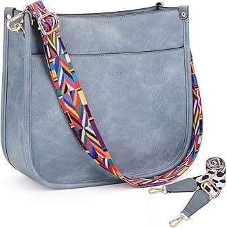 Crossbody Bags for Women Designer Leather Hobo Handbags With 2 Adjustable Leopard Guitar Strap Shoulder Bucket Bags, A4-blue, Durable,unique