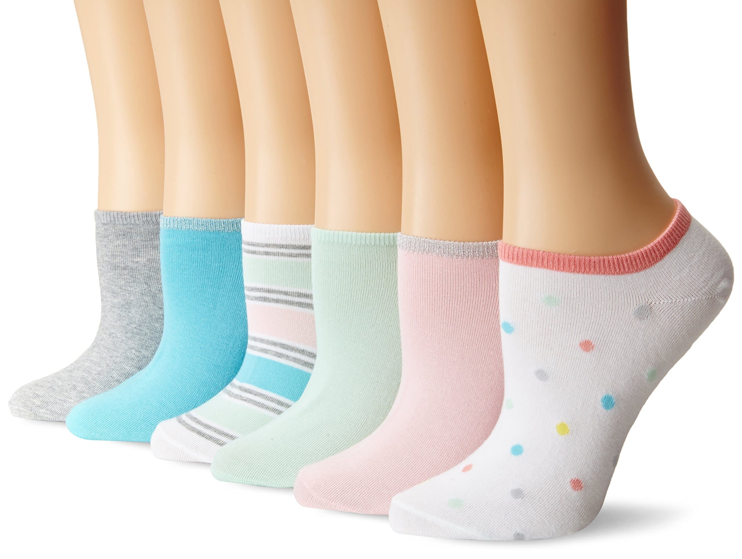 HUE Women's Cotton Liner Sock 6 Pack