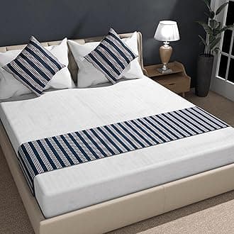 Shri Anand Creations Digital Print Super Soft Fabric Bed Runner Scarf with Matching Cushion Covers/Slipcover Mattress Protector/Bed Linen Scarf/Decorative Set for Bedrooms/Hotel Rooms (Design-6)