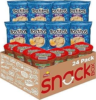 Frito Lay Tostitos Bitesize Rounds Chips and Salsa Dip Cups Variety Pack, (Pack of 24), Vegetarian, Blue