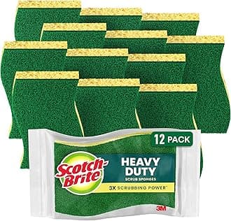 Scotch-Brite Heavy Duty Scrub Sponges, For Washing Dishes and Cleaning Kitchen, 12 Scrub Sponges