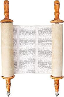Zion Judaica 19" Complete Torah Scroll with Yad Pointer Plate and Plastic Cover Protector 19" Long Torah Scroll Tora Cover Color May Vary