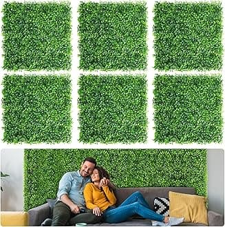 Aboofx Artificial Grass Wall Panels, 24 Pack 10x10in Green Wall Decor Greenery Wall Decoration, Boxwood Panels Hedge Wall Panels for Garden Fence Privacy Protected (16.67 SQ Feet)
