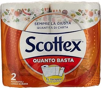 Scottex Quanto Basta Multi Purpose Kitchen Tissue Paper Towel, 2 PLY, 100 Sheets x 2 Rolls