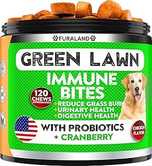 Grass Burn Spot Chews for Dogs - Dog Pee Lawn Spot Saver Caused by Dog Urine - Grass Treatment Rocks - DL-Methionine + Digestive Enzymes - Dog Urine Neutralizer for Lawn - Soft Treats