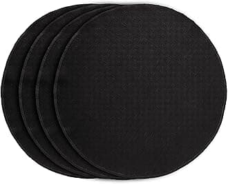 Solino Home Linen Black Placemats Set of 4-100% Pure Linen Round Placemats 15 Inch for Halloween, Thanksgiving - Handcrafted and Machine Washable - Vesta