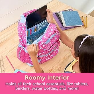 Bentgo® Kids Backpack - Lightweight 14” Backpack in Unique Prints for School, Travel, & Daycare - Roomy Interior, Durable & Water-Resistant Fabric, & Loop for Lunch Bag (Rainbows)