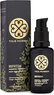 True Moringa Oil - 100% Pure Cold-Pressed Moringa Oil For Face Body & Hair (30ml) - Refresh, Peppermint