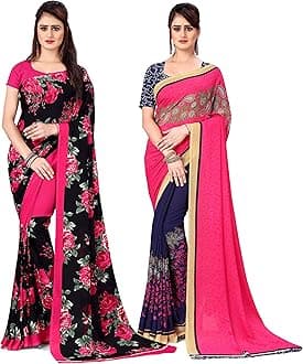 Anand Sarees Women's Georgette Saree With Blouse Piece