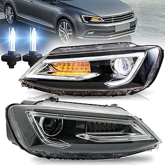 VLAND Headlights Fit for 2011-2018 V W 6th, with Sequential Turn Signal, Normal/D2H