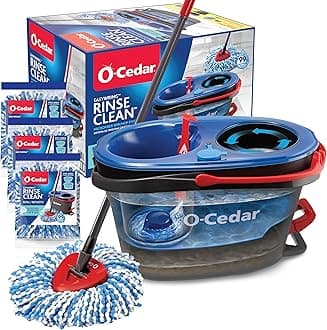 RinseClean Spin Mop & Bucket System +3 Extra Mop Head Replacements