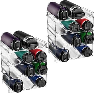 ClearSpace Water Bottle Organizer for Cabinet – Stackable Water Bottle Holder for Cabinet or Wine Rack for Home Organization Storage – Drink Organizer for Fridge, Kitchen Organization, 4 Pack