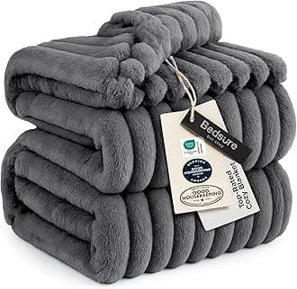 Bedsure GentleSoft Frost Gray Fleece Blanket for Couch - Cozy Soft Blankets for Women, Cute Small Throws for Girls, 108x90 Inches