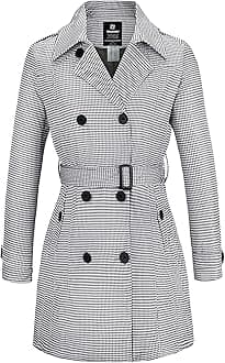 wantdoWomen's Waterproof Trench Coat Classic Lapel Outerwear Coat with Belt