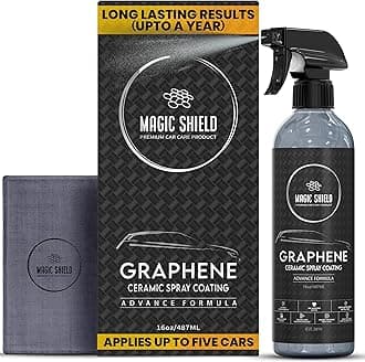 Magic Shield Graphene Ceramic Spray Coating - LAST SO LONG! Quick & Easy for Cars, Motorcycles, Boats & More - Professional-Grade Sealant for Maximum Gloss & Shine - Waterless Wash & Wax - 16oz Bottle