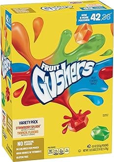 Fruit Gushers, Strawberry Splash and Tropical, 0.9 Ounce (Pack of 42)