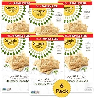 Simple Mills Rosemary & Sea Salt Almond Flour Crackers Family Size, Pack of 6