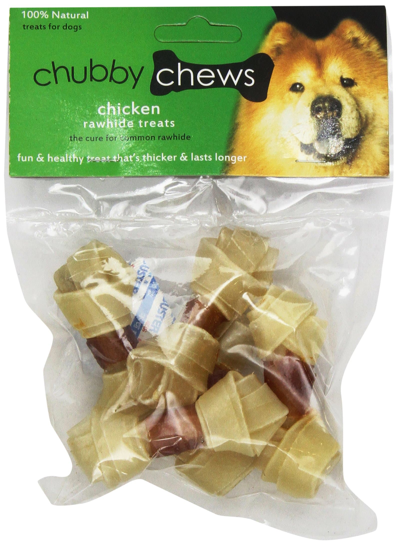 2-1/2-Inch Premium Rawhide Knotted Bone Wrapped With Real Chicken, Natural Brown Shade, 5-Piece Per Bag