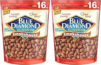 Blue Diamond Almonds Gluten Free Smokehouse Flavored Snack Nuts, 16 Oz Resealable Bag (Pack of 2)