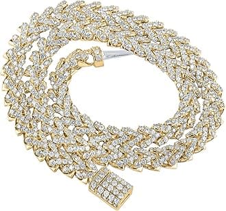 Jewels By Lux 10K Yellow Gold Mens Round Diamond Franco Link Chain Necklace Cttw, Length: 22.01 In, Width: 0.41 In