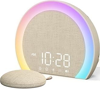 ANJANK Extra Loud Alarm Clock with Wireless Bed Shaker, Vibrating Dual Alarm with Light Wake Up for Heavy Sleepers & Hearing Impaired, 9-Color Night Light, 8 Sounds, 0-100% Dimmer, USB Charger