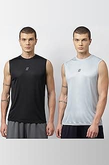 ATICX Men's Polyester Sports Sleeveless T Shirt - Gym Vest, Workout Sando, Training Tank Top, Cut Sleeves Quick Dry Tee for Running, Swimming, Badminton, Fitness & Sports